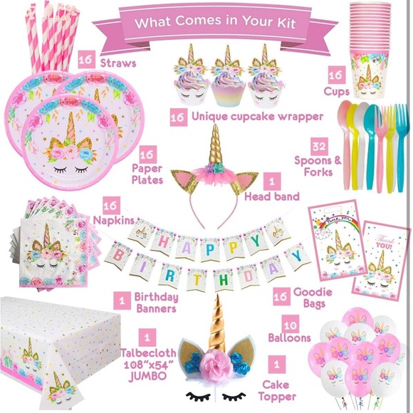 ☀️ NIP Unicorn 🦄 Theme Birthday Party Decorations - Picture 5 of 8